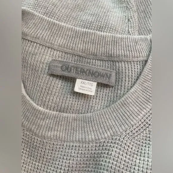 Outerknown Gray Crewneck Sweater with Rainbow Stripes